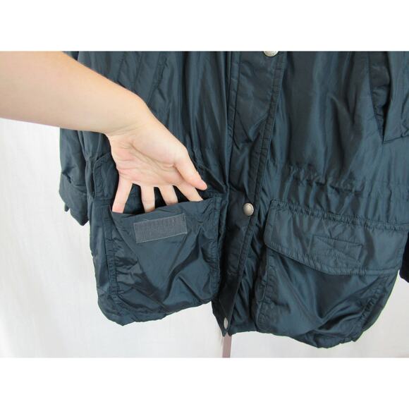 Eddie Bauer Women's Medium Dark Teal Goose Down Feather Coat Adjustable *flawed* - Picture 4 of 15